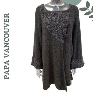 Papa Vancouver Asymmetrical Toggle Closure Boucle Knit Sweater Textured Knit